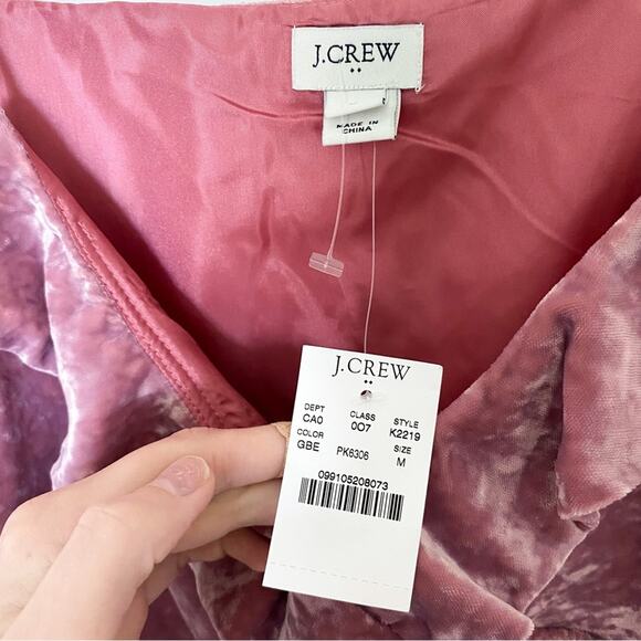NWT J. Crew Pink Crushed Velvet Ruffle Tank Top - Picture 4 of 6